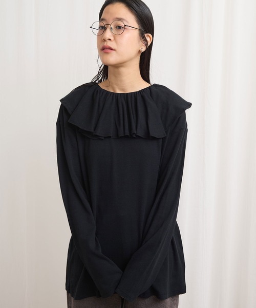 fig Ｌondon（フィグロンドン）の「ZIM tereko frill pullover（Tシャツ/カットソー・レディース・グレー/ブラック/ホワイト・FREE）」の12枚目の写真