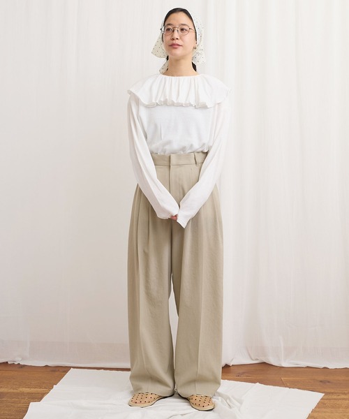 fig Ｌondon（フィグロンドン）の「ZIM tereko frill pullover（Tシャツ/カットソー・レディース・グレー/ブラック/ホワイト・FREE）」の19枚目の写真