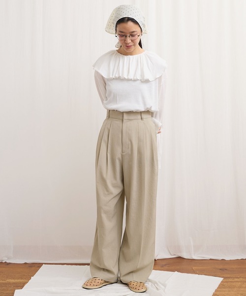 fig Ｌondon（フィグロンドン）の「ZIM tereko frill pullover（Tシャツ/カットソー・レディース・グレー/ブラック/ホワイト・FREE）」の20枚目の写真