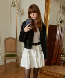 LADY VOLUME(���f�B�[�{�����[��)��BASIC SINGLE CROP LEATHER BLOUSON_BLACK(���C�_�[�X�W���P�b�g)