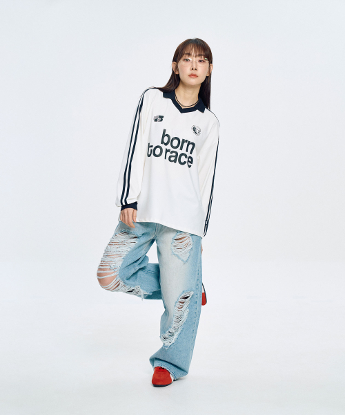 MOO(エムオーオー)の「本トラックロングスリーブフットボールジャージ - ホワイト(Tシャツ/カットソー・レディース・その他・LARGE)」の7枚目の写真