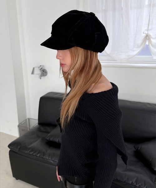 ベロア ニュースボーイ キャップ / キャスケット（キャスケット