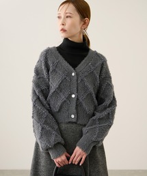 ROPE' PICNIC | ダイヤチェック柄ループフェザーカーディガン(カーディガン/ボレロ)