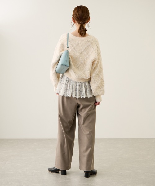 ROPE' PICNIC(ロペピクニック)の「ダイヤチェック柄ループフェザーカーディガン(カーディガン/ボレロ・レディース・チャコールグレー/キナリ/サックスブルー・FREE)」の10枚目の写真