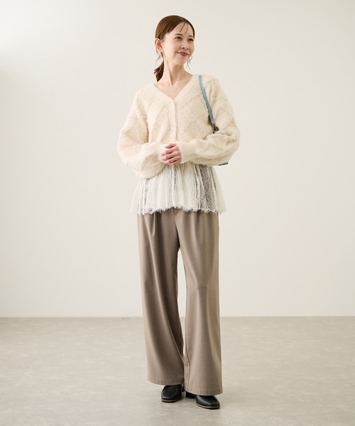 ROPE' PICNIC(ロペピクニック)の「ダイヤチェック柄ループフェザーカーディガン(カーディガン/ボレロ・レディース・チャコールグレー/キナリ/サックスブルー・FREE)」の11枚目の写真