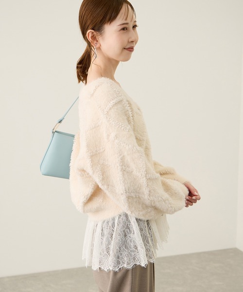 ROPE' PICNIC(ロペピクニック)の「ダイヤチェック柄ループフェザーカーディガン(カーディガン/ボレロ・レディース・チャコールグレー/キナリ/サックスブルー・FREE)」の12枚目の写真