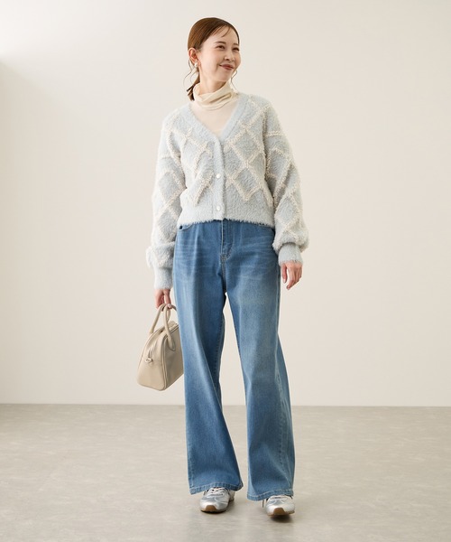 ROPE' PICNIC(ロペピクニック)の「ダイヤチェック柄ループフェザーカーディガン(カーディガン/ボレロ・レディース・チャコールグレー/キナリ/サックスブルー・FREE)」の15枚目の写真
