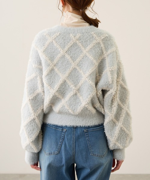 ROPE' PICNIC(ロペピクニック)の「ダイヤチェック柄ループフェザーカーディガン(カーディガン/ボレロ・レディース・チャコールグレー/キナリ/サックスブルー・FREE)」の22枚目の写真