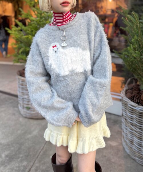 w closet（ダブルクローゼット）の「シャギーDOGニット（ニット/セーター・レディース・グレー/イエロー/ブルー・FREE）」の2枚目の写真