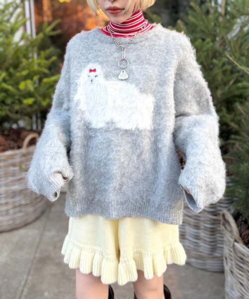 w closet（ダブルクローゼット）の「シャギーDOGニット（ニット/セーター・レディース・グレー/イエロー/ブルー・FREE）」の4枚目の写真