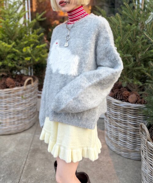 w closet（ダブルクローゼット）の「シャギーDOGニット（ニット/セーター・レディース・グレー/イエロー/ブルー・FREE）」の5枚目の写真