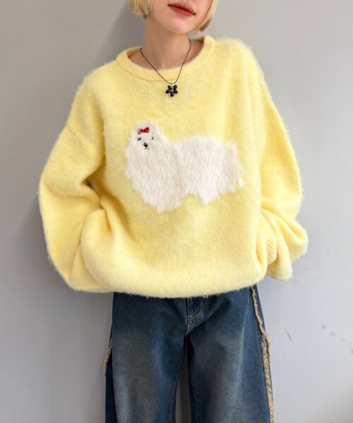 w closet（ダブルクローゼット）の「シャギーDOGニット（ニット/セーター・レディース・グレー/イエロー/ブルー・FREE）」の17枚目の写真