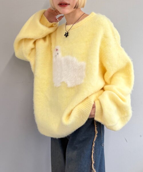 w closet（ダブルクローゼット）の「シャギーDOGニット（ニット/セーター・レディース・グレー/イエロー/ブルー・FREE）」の18枚目の写真