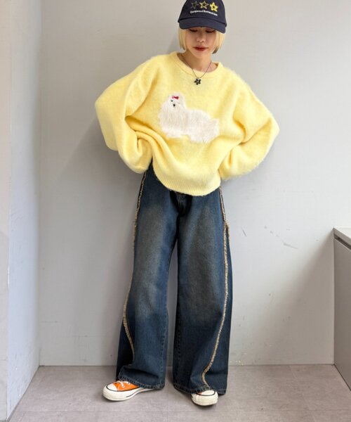 w closet（ダブルクローゼット）の「シャギーDOGニット（ニット/セーター・レディース・グレー/イエロー/ブルー・FREE）」の22枚目の写真