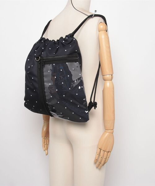 Vini（ヴィニ）の「【推し活】ウィッシュコア透明ポケット付きナップザック（バックパック/リュック・レディース・ブラック系その他/ブラック/ホワイト・FREE）」の11枚目の写真