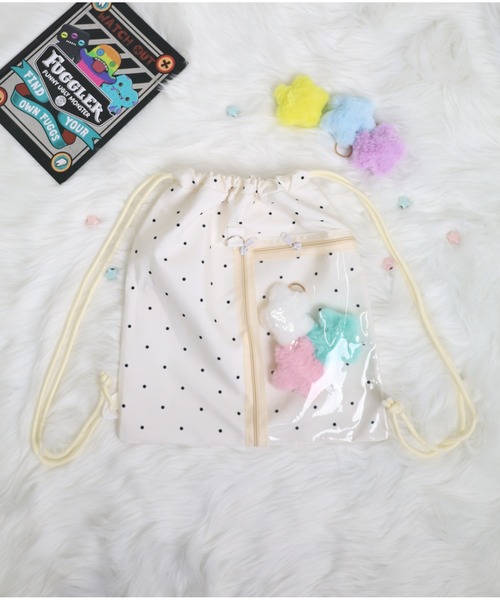 Vini（ヴィニ）の「【推し活】ウィッシュコア透明ポケット付きナップザック（バックパック/リュック・レディース・ブラック系その他/ブラック/ホワイト・FREE）」の7枚目の写真