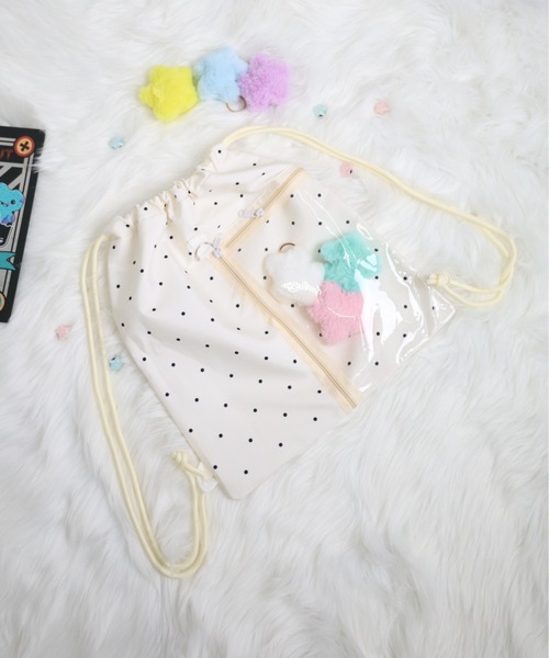 Vini（ヴィニ）の「【推し活】ウィッシュコア透明ポケット付きナップザック（バックパック/リュック・レディース・ブラック系その他/ブラック/ホワイト・FREE）」の18枚目の写真