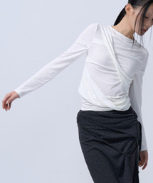 TWIST DRAPE LONG SLEEVE TOP (WHITE)