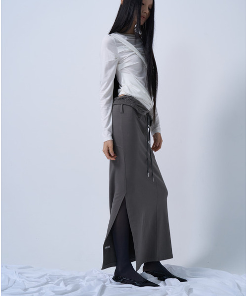 TWIST DRAPE LONG SLEEVE TOP (WHITE)（Tシャツ/カットソー