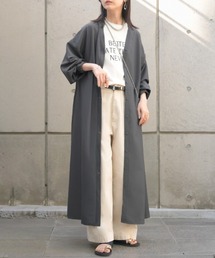 ウォッシャブル 深V ロングシャツワンピース