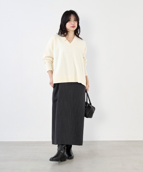 MICA&DEAL（マイカ＆ディール）の「Vネックニットプルオーバー（ニット/セーター・レディース・ブラウン/チャコールグレー/オフホワイト・FREE）」の5枚目の写真