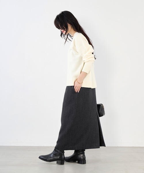 MICA&DEAL（マイカ＆ディール）の「Vネックニットプルオーバー（ニット/セーター・レディース・ブラウン/チャコールグレー/オフホワイト・FREE）」の6枚目の写真