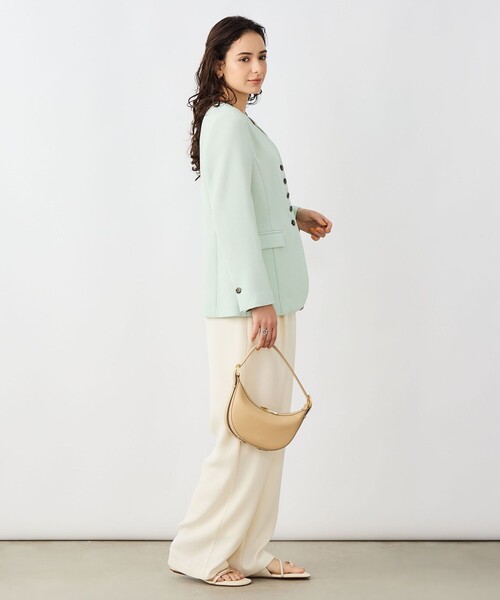 NOLLEY’S Sophi(ノーリーズソフィ)の「《セットアップ対応》ウォッシャブルバックサテンノーカラージャケット(ノーカラージャケット・レディース・ミント/キナリ・38/36)」の4枚目の写真