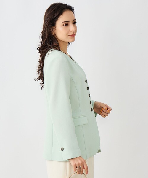 NOLLEY’S Sophi(ノーリーズソフィ)の「《セットアップ対応》ウォッシャブルバックサテンノーカラージャケット(ノーカラージャケット・レディース・ミント/キナリ・38/36)」の9枚目の写真