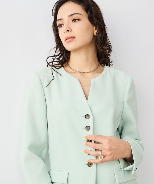 NOLLEY’S Sophi(ノーリーズソフィ)の「《セットアップ対応》ウォッシャブルバックサテンノーカラージャケット(ノーカラージャケット・レディース・ミント/キナリ・38/36)」の11枚目の写真