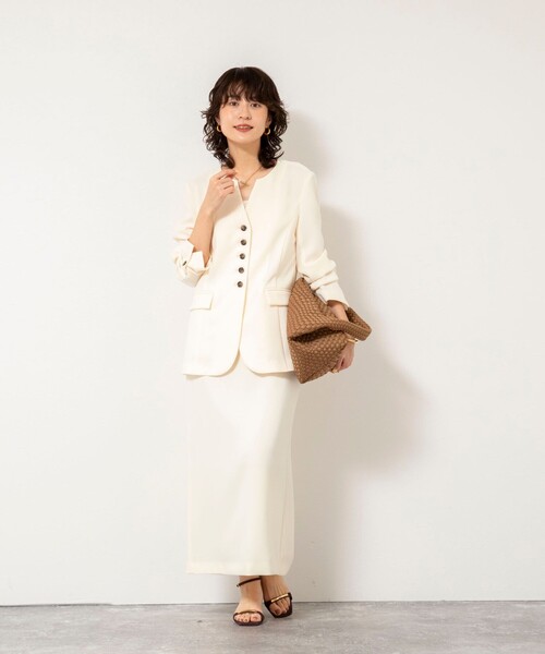 NOLLEY’S Sophi(ノーリーズソフィ)の「《セットアップ対応》ウォッシャブルバックサテンノーカラージャケット(ノーカラージャケット・レディース・ミント/キナリ・38/36)」の17枚目の写真