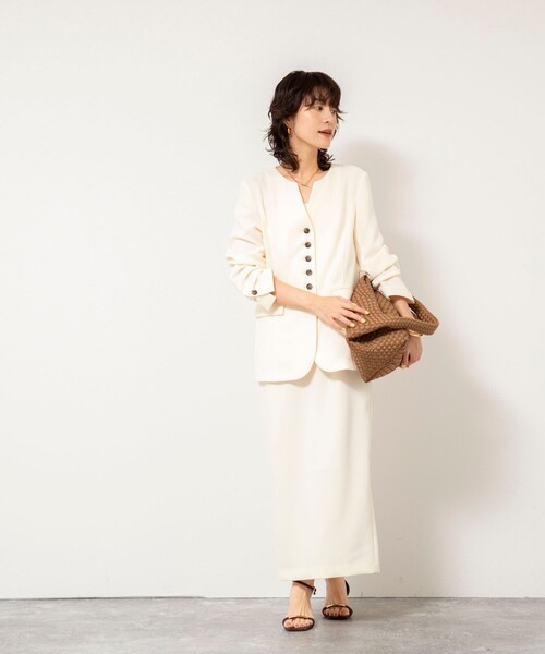 NOLLEY’S Sophi(ノーリーズソフィ)の「《セットアップ対応》ウォッシャブルバックサテンノーカラージャケット(ノーカラージャケット・レディース・ミント/キナリ・38/36)」の18枚目の写真