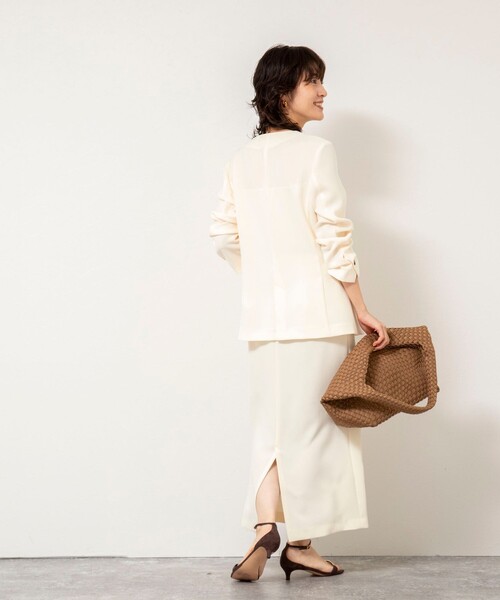 NOLLEY’S Sophi(ノーリーズソフィ)の「《セットアップ対応》ウォッシャブルバックサテンノーカラージャケット(ノーカラージャケット・レディース・ミント/キナリ・38/36)」の19枚目の写真