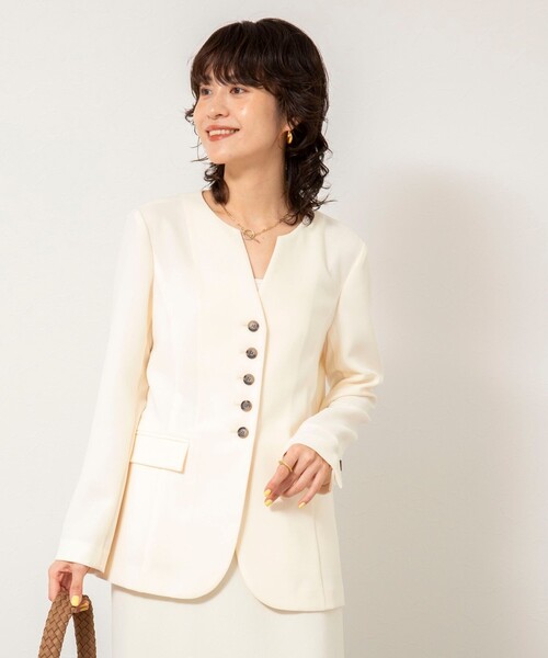 NOLLEY’S Sophi(ノーリーズソフィ)の「《セットアップ対応》ウォッシャブルバックサテンノーカラージャケット(ノーカラージャケット・レディース・ミント/キナリ・38/36)」の20枚目の写真