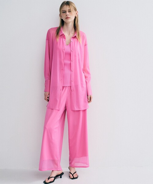 uncrave(アンクレイヴ)の「トリコットシフォン ギャザーパンツ(その他パンツ・レディース・ピンク系/ブラック系/ホワイト系/ネイビー系・F)」の5枚目の写真