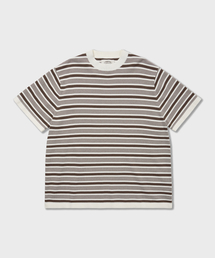 AMFEAST（アンフィースト）の「70年代マルチストライプコットンニットブラウン（Tシャツ/カットソー）」