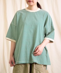 DOMINGO SELECT（ドミンゴセレクト）の「[prit] 空紡度詰天竺ミジンボーダー 5分袖クルーネックプルオーバー（Tシャツ/カットソー）」