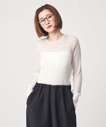 conte | ＜conte＞シアー リブ クルーネックニット(ニット/セーター)