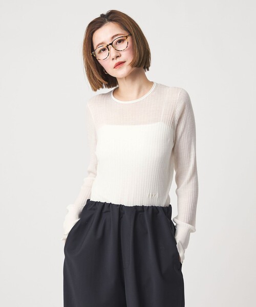 conte＞シアー リブ クルーネックニット（ニット/セーター）｜conte