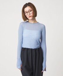 Conte(コンテ) 長袖セーター レディース美品  - ネイビー キャメル混 Conte(コンテ) 長袖セーター レディース美品 - ネイビー キャメル混