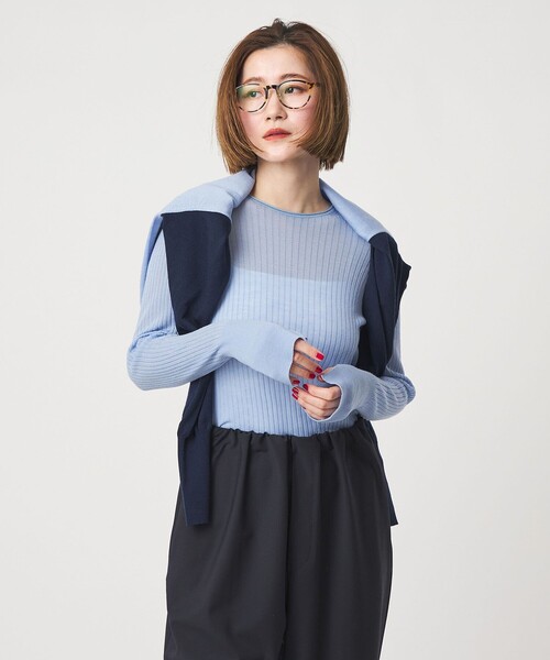 conte＞シアー リブ クルーネックニット（ニット/セーター）｜conte