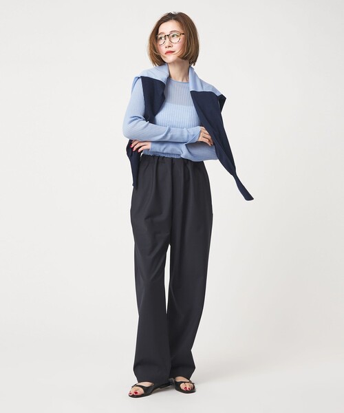 conte(コンテ)の「<conte>シアー リブ クルーネックニット(ニット/セーター・レディース・ホワイト/ライトブルー/ブラック・FREE)」の10枚目の写真