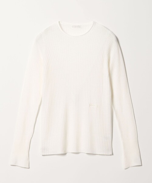 conte(コンテ)の「<conte>シアー リブ クルーネックニット(ニット/セーター・レディース・ホワイト/ライトブルー/ブラック・FREE)」の12枚目の写真