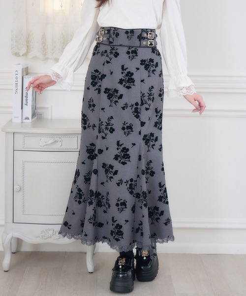 couture BY ROJITA(クチュールバイロジータ)の「花柄フロッキーマーメイドスカート(スカート・レディース・グレー/ブラック・FREE)」の1枚目の写真