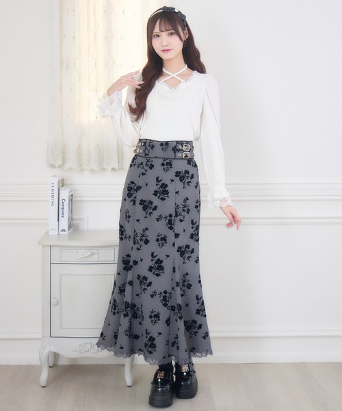 couture BY ROJITA(クチュールバイロジータ)の「花柄フロッキーマーメイドスカート(スカート・レディース・グレー/ブラック・FREE)」の17枚目の写真