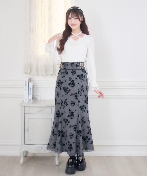 couture BY ROJITA(クチュールバイロジータ)の「花柄フロッキーマーメイドスカート(スカート・レディース・グレー/ブラック・FREE)」の18枚目の写真