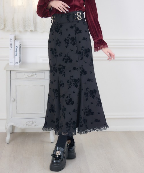 couture BY ROJITA(クチュールバイロジータ)の「花柄フロッキーマーメイドスカート(スカート・レディース・グレー/ブラック・FREE)」の9枚目の写真