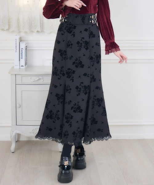 couture BY ROJITA(クチュールバイロジータ)の「花柄フロッキーマーメイドスカート(スカート・レディース・グレー/ブラック・FREE)」の8枚目の写真