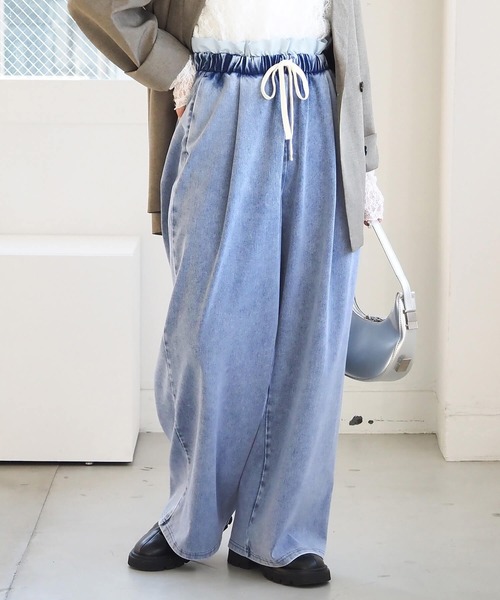 tiptop（ティップトップ）の「【2サイズ展開】フリル使いカットイージーパンツ（その他パンツ・レディース・ブルー系その他/ブラック系その他/アイボリー/ブラック・S/M）」の4枚目の写真