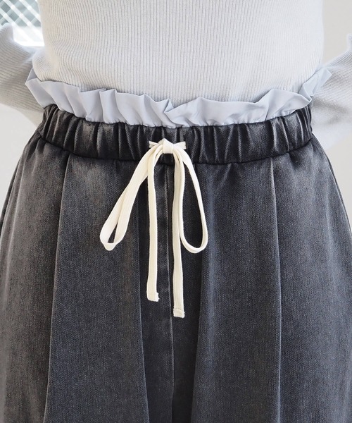 tiptop（ティップトップ）の「【2サイズ展開】フリル使いカットイージーパンツ（その他パンツ・レディース・ブルー系その他/ブラック系その他/アイボリー/ブラック・S/M）」の6枚目の写真