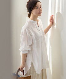 IENA | 《一部カラーWEB限定/》ラミーリヨセルバンドカラーシャツ(シャツ/ブラウス)